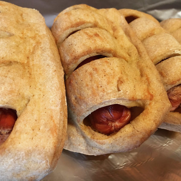 Pastries with sausage and cheese